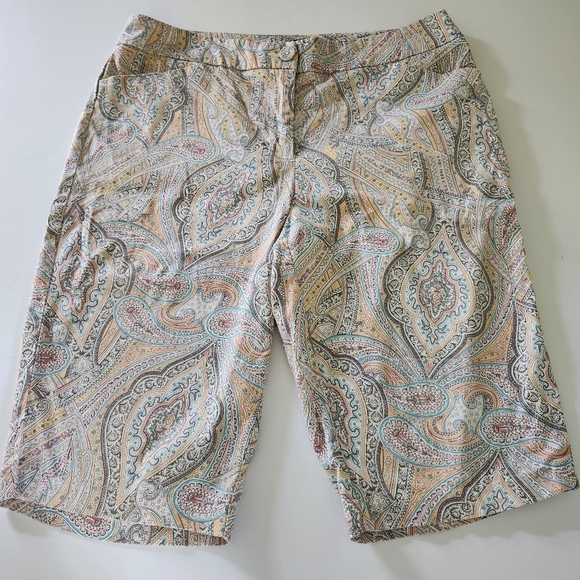 Tribal Pants - Tribal Paisley Pastel Print Preppy Bermuda Shorts Size 10